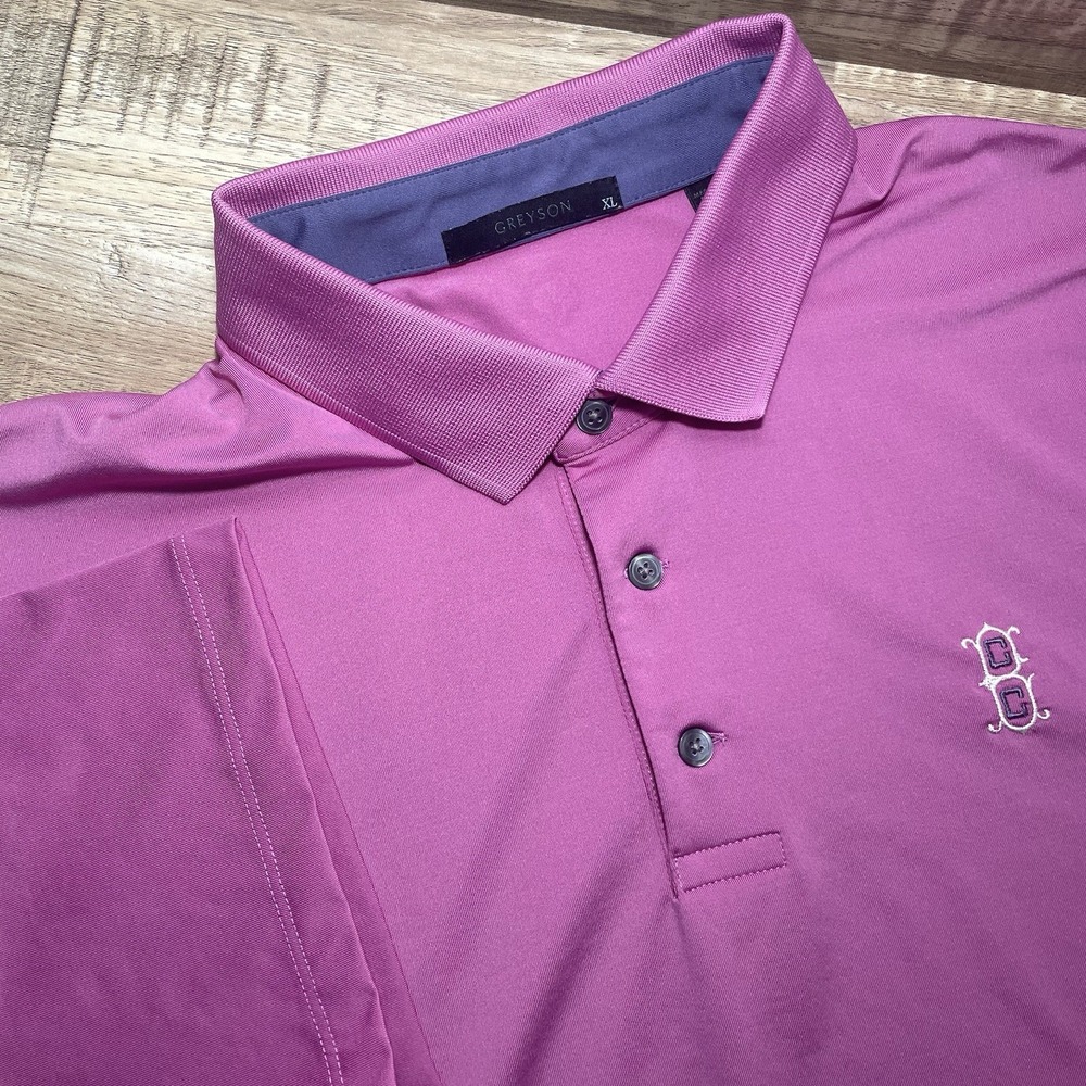 Greyson Performance 4 Way Stretch Short Sleeve Polo Shirt Mens XL Pink‎ EUC
